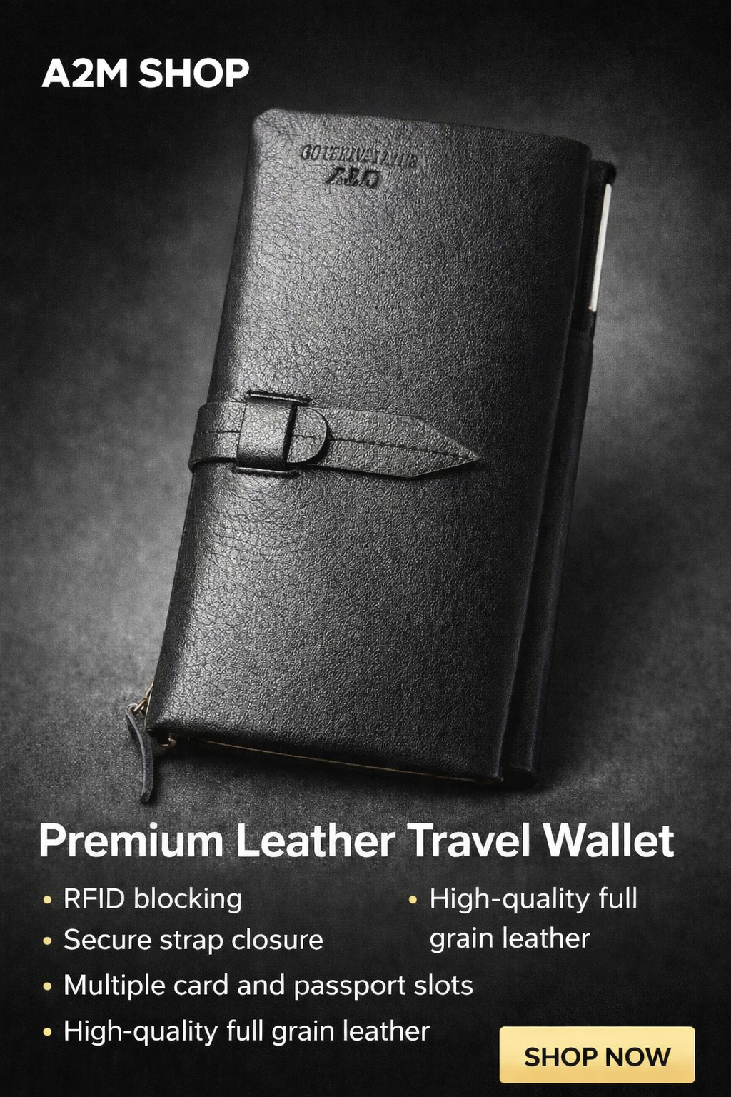 Premium Leather Travel Wallet for Men | A2M Shop Bangladesh