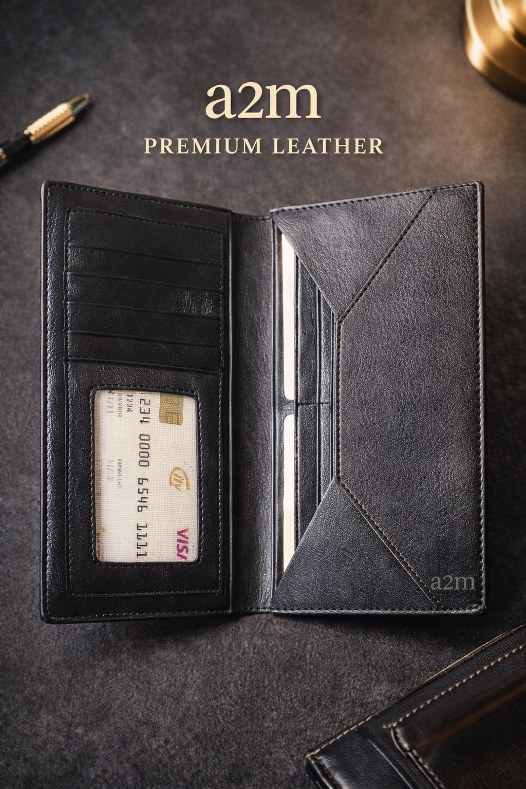 A2M Premium Leather Wallet – স্টাইলিশ স্লিম জেন্টস ওয়ালেট (Luxury Edition)