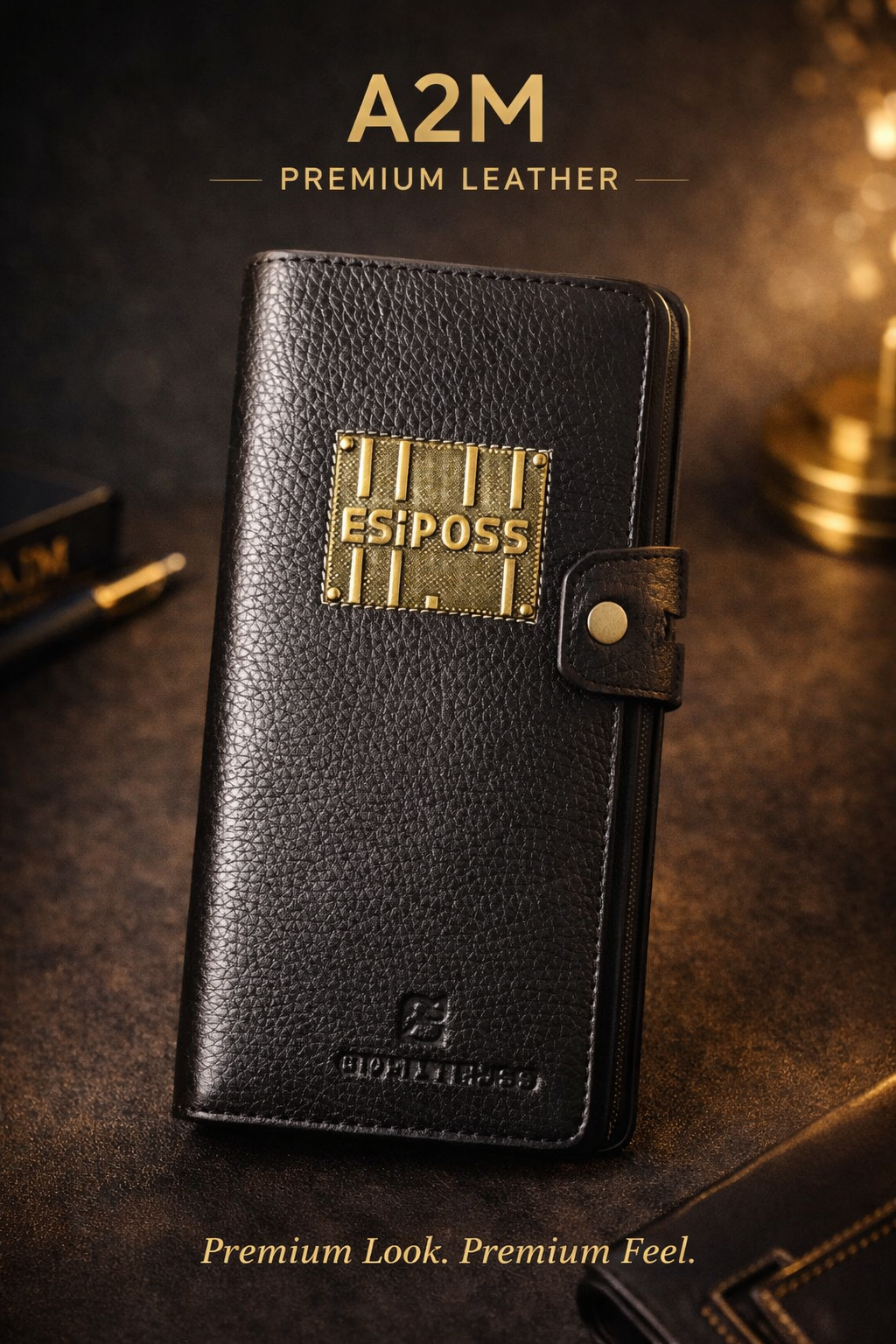 A2M Premium Leather Wallet – স্টাইলিশ মাল্টি-ফাংশন জেন্টস ওয়ালেট (Zip + Card Holder)