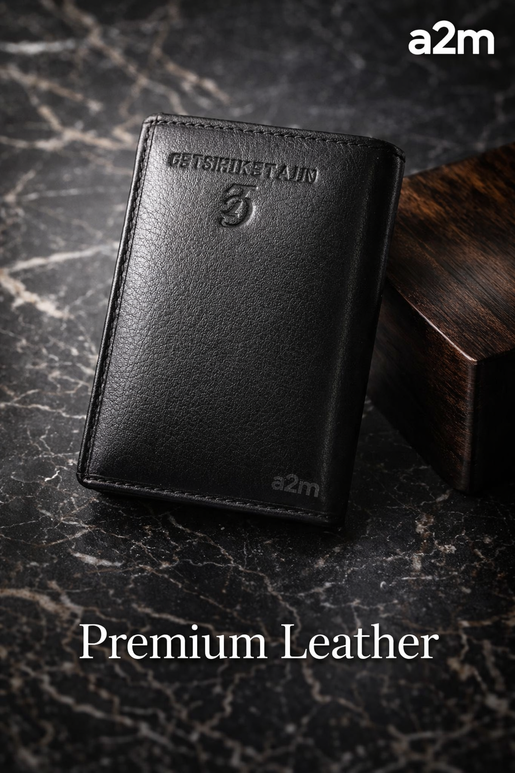 a2m Premium Leather Zip Card Holder Wallet – Compact Multi Slot Wallet (Black)
