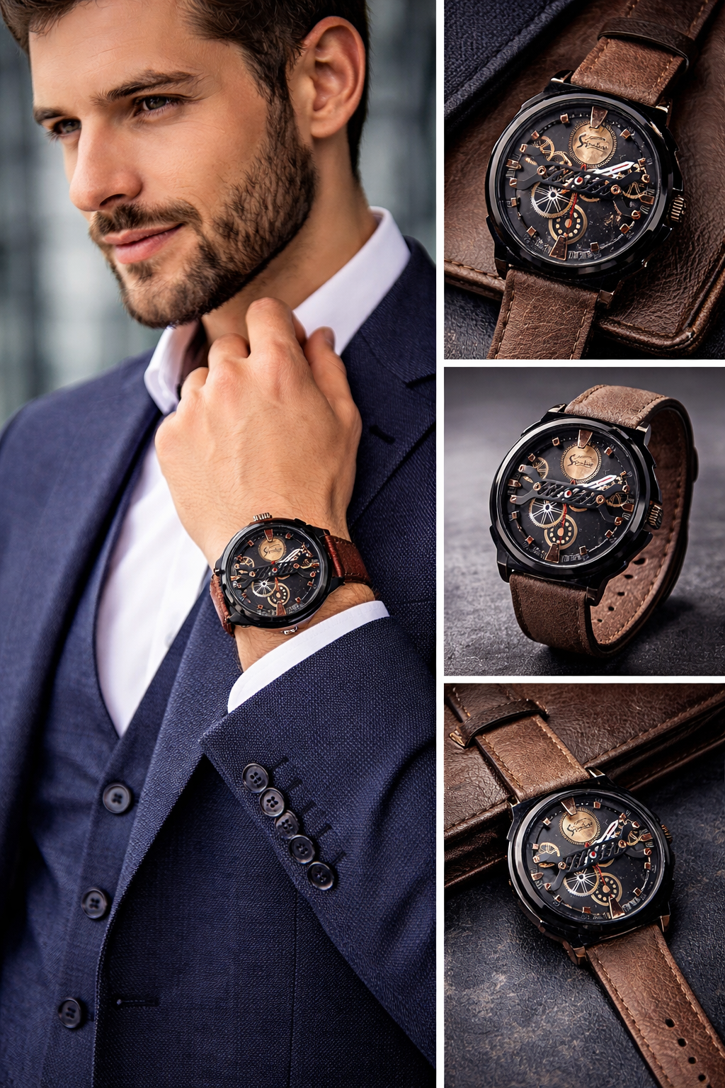 Spinnaker wristwatch with rose gold